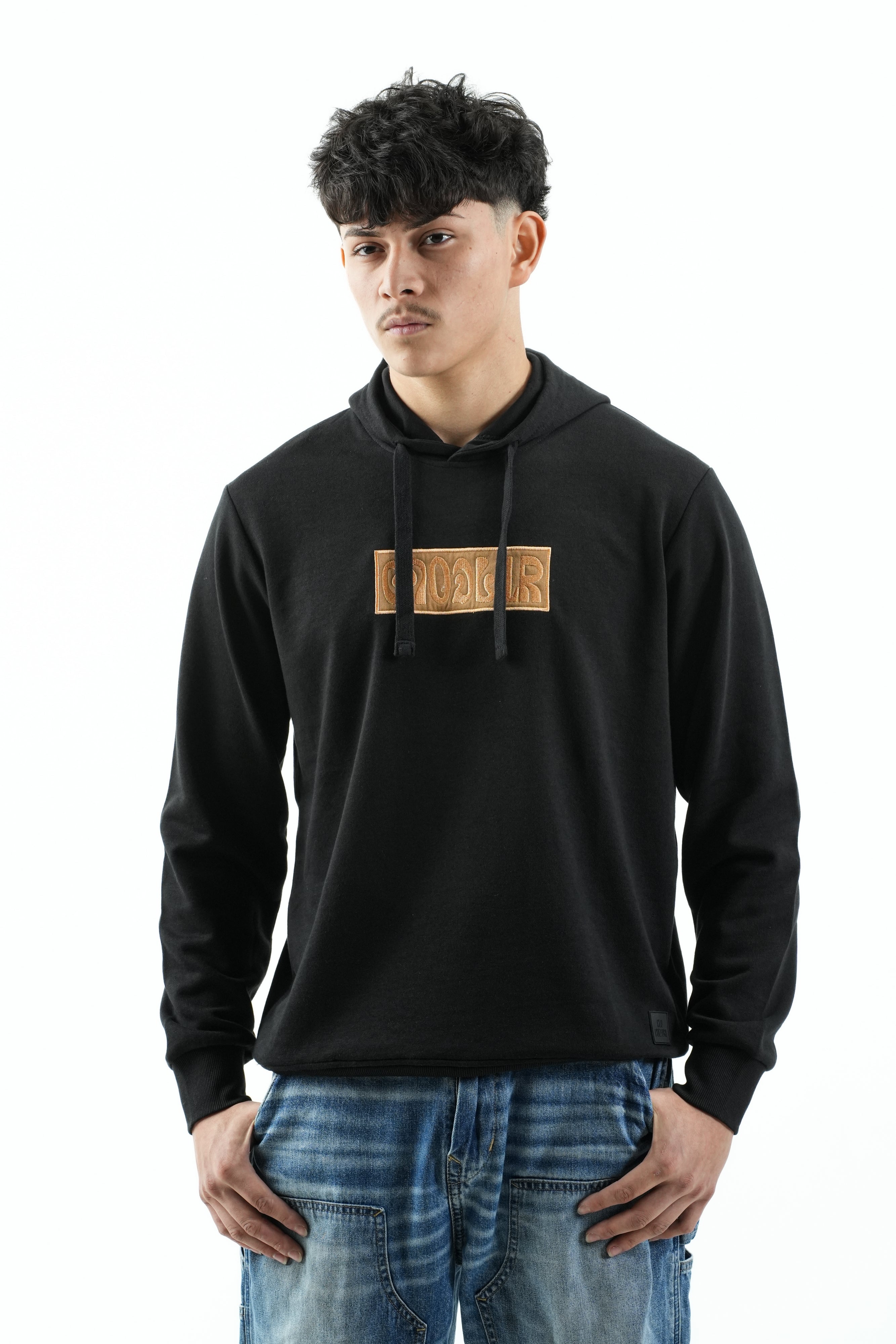 Black Embroidered Hoodie