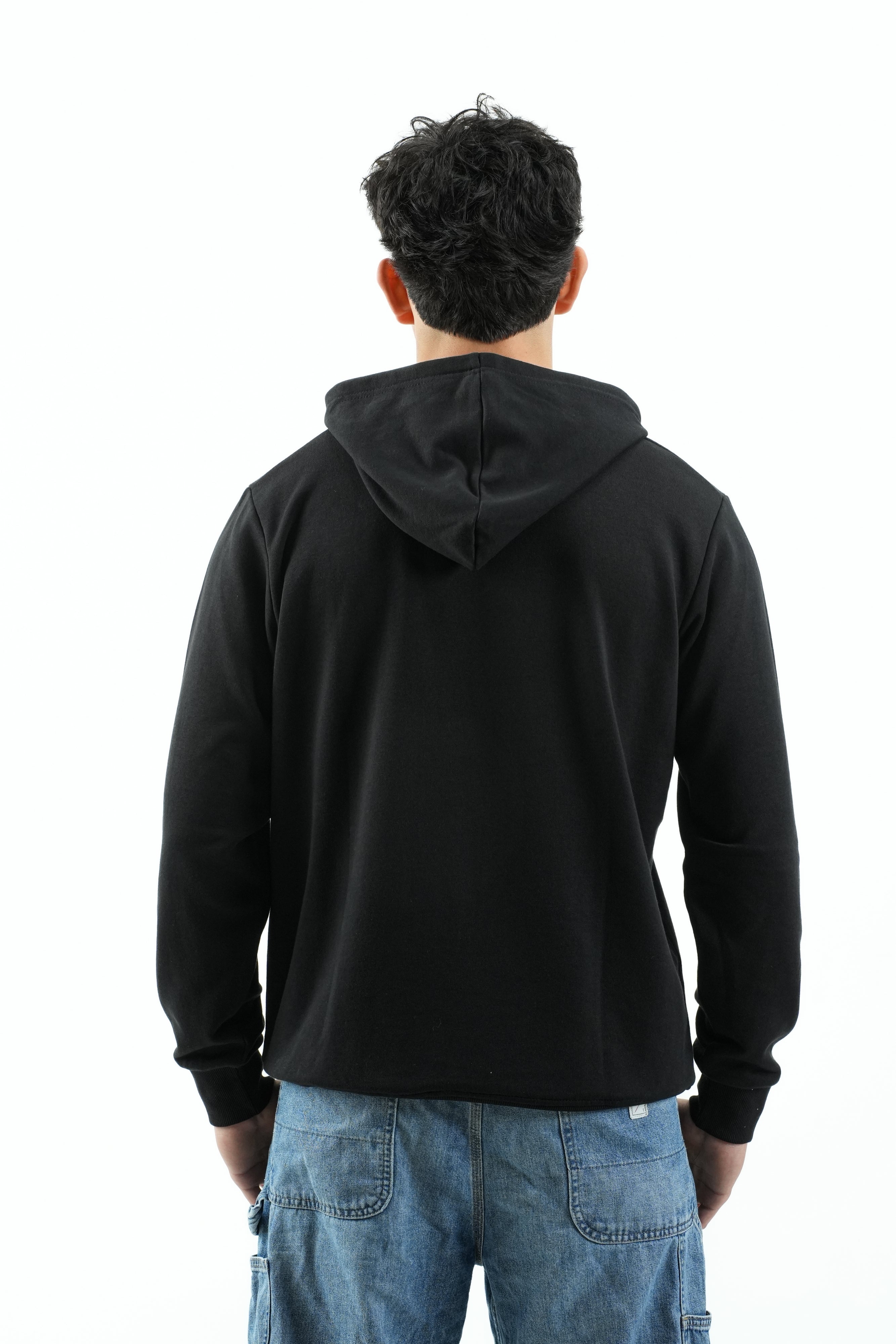Black Embroidered Hoodie