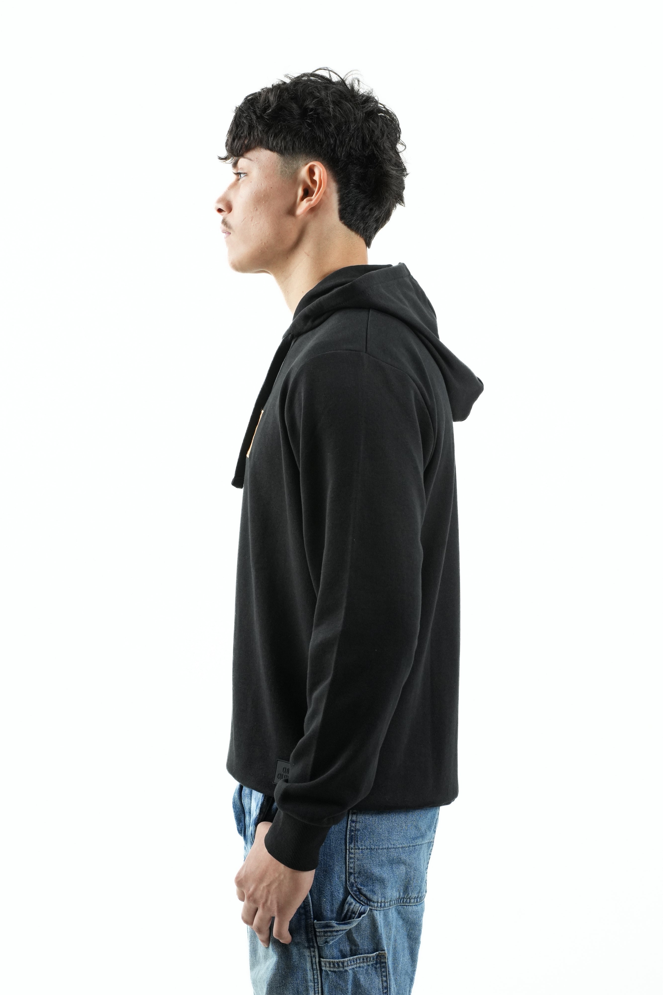 Black Embroidered Hoodie