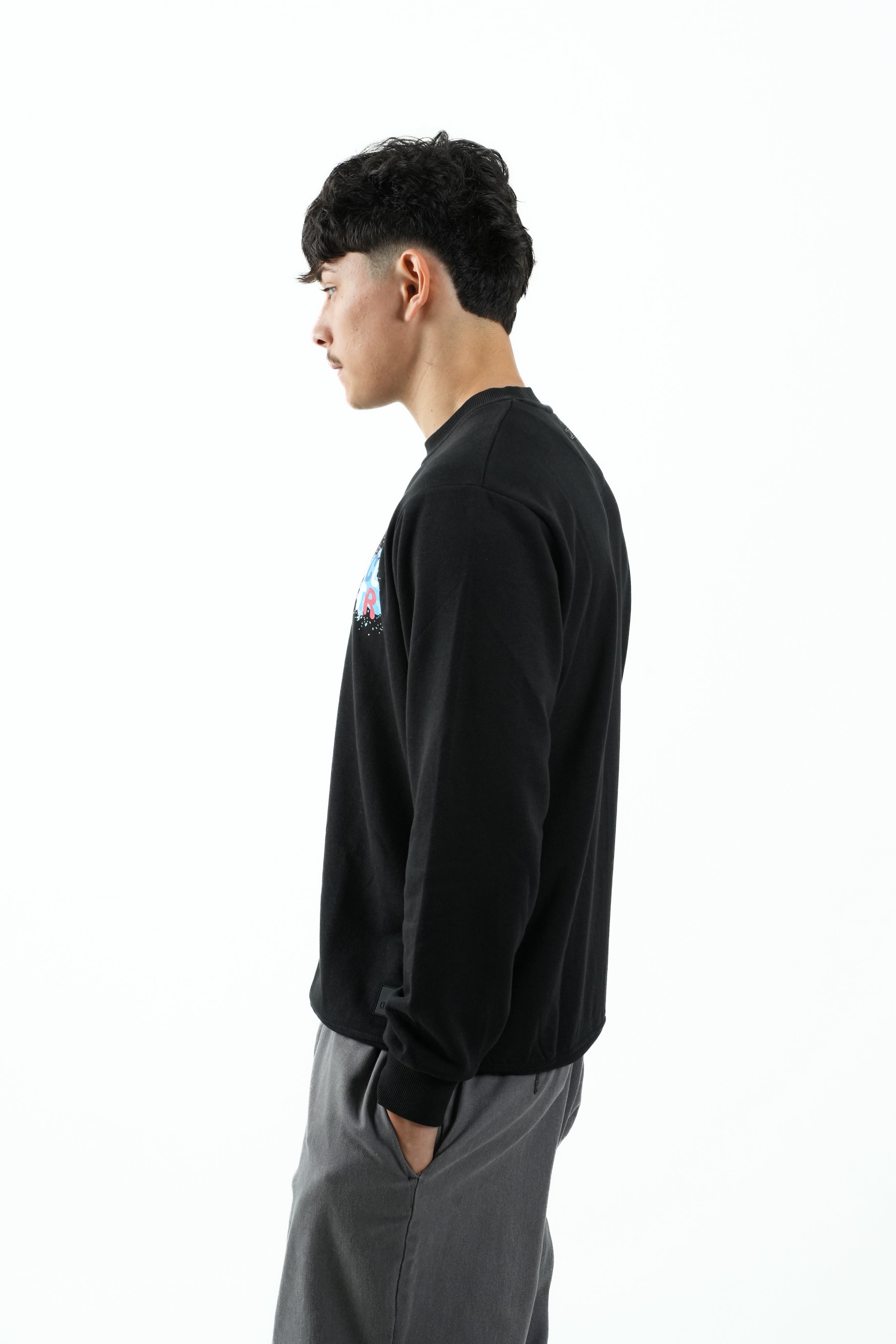 Jet Black Crew-Neck Sweatshirt