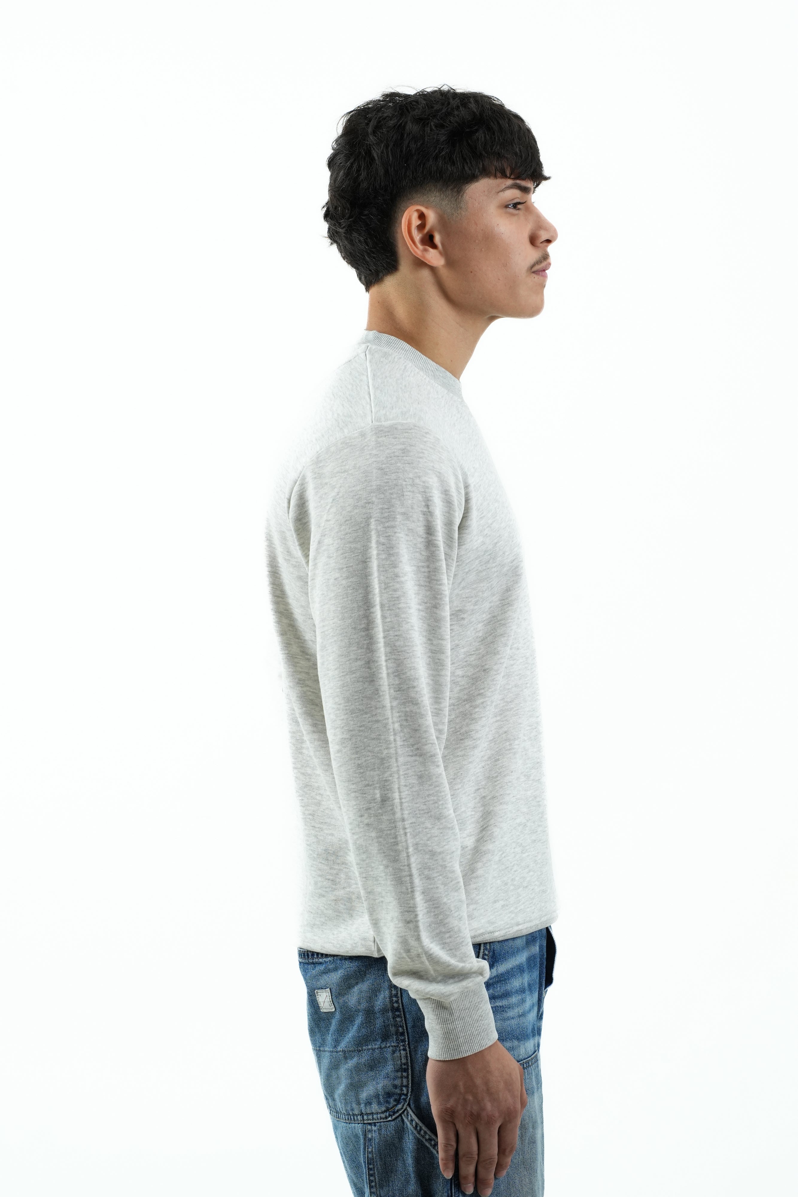 Grey Melange Crew-Neck Sweatshirt