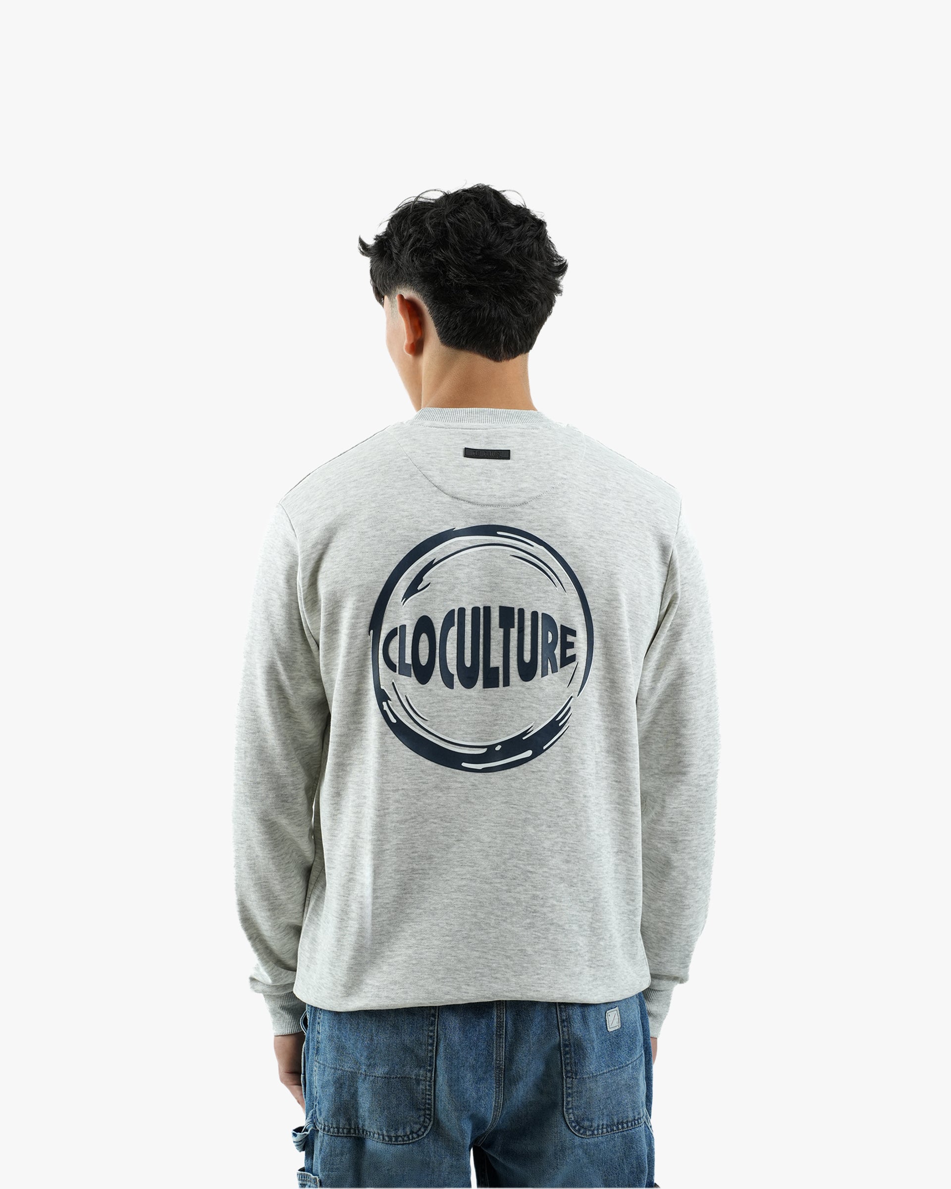 Grey Melange Crew-Neck Sweatshirt