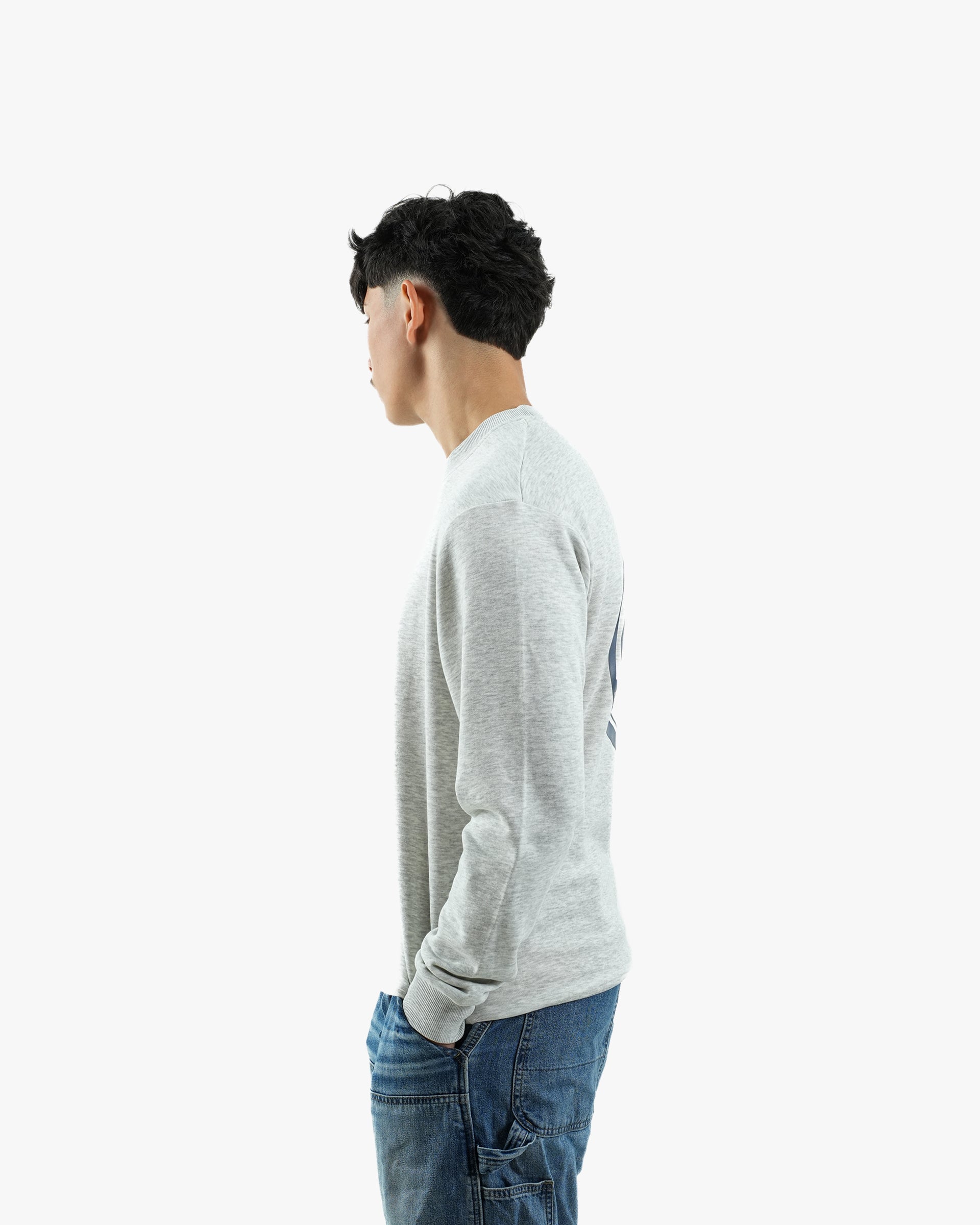 Grey Melange Crew-Neck Sweatshirt