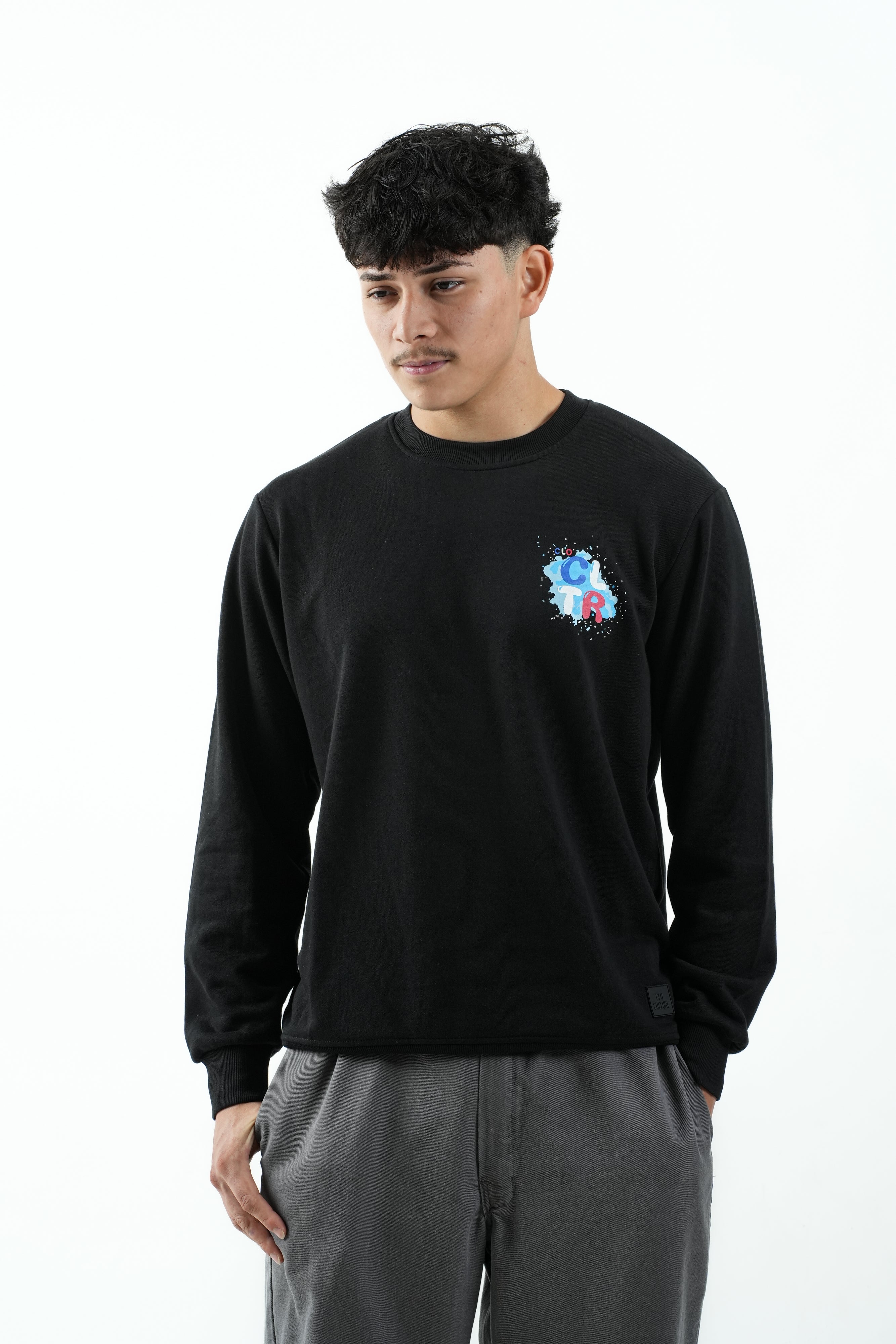 Jet Black Crew-Neck Sweatshirt