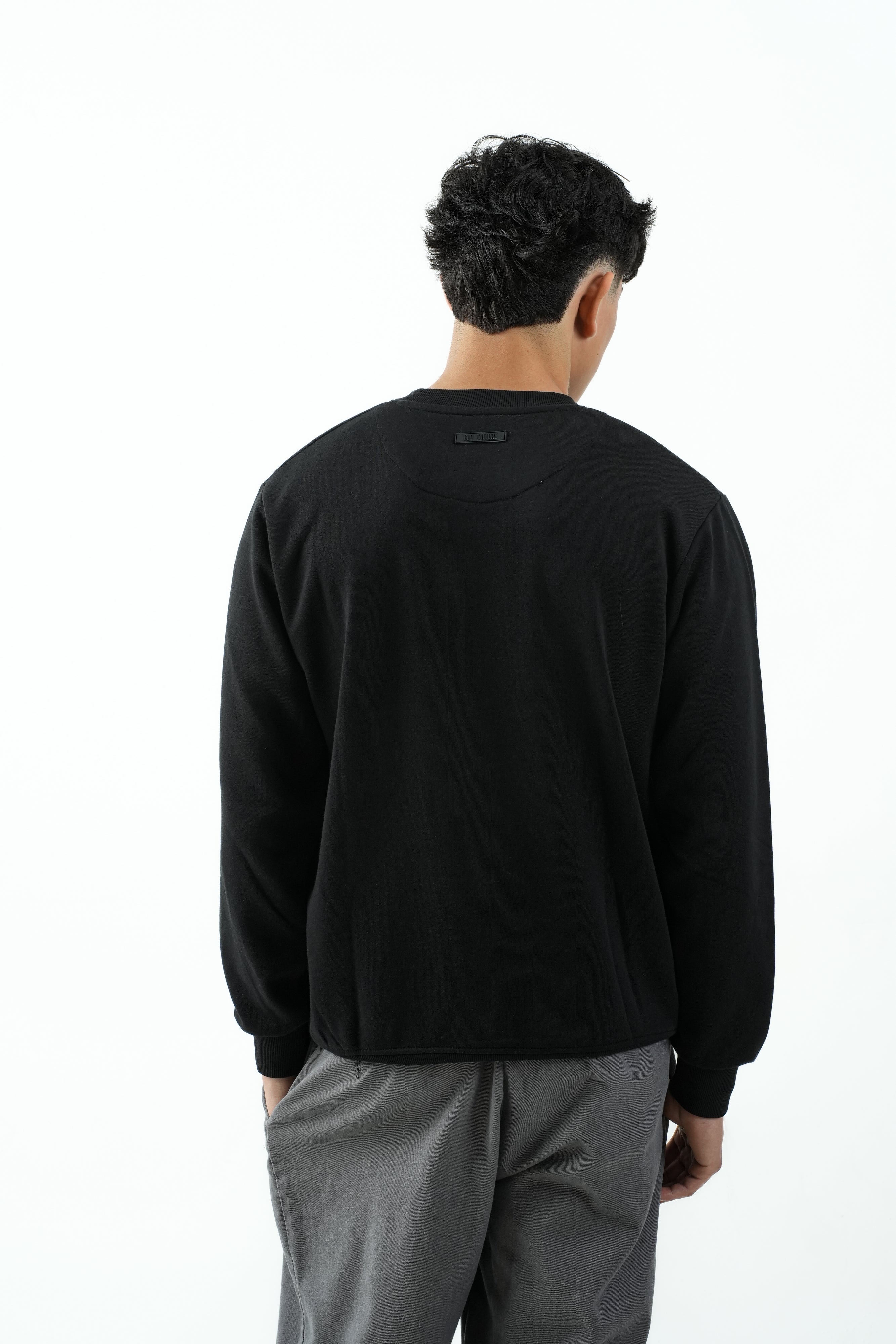 Jet Black Crew-Neck Sweatshirt