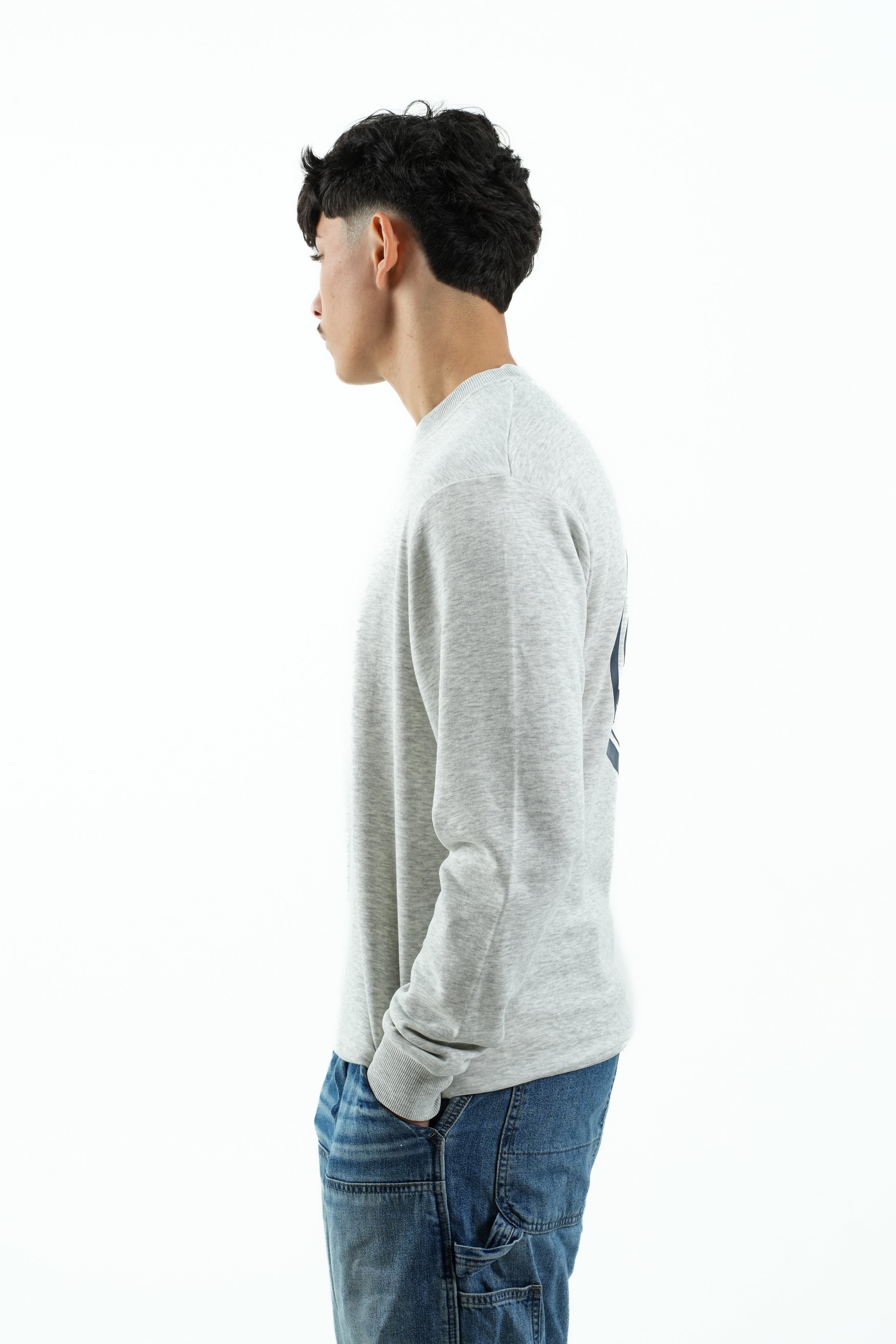 Grey Melange  Crew-Neck Sweatshirt