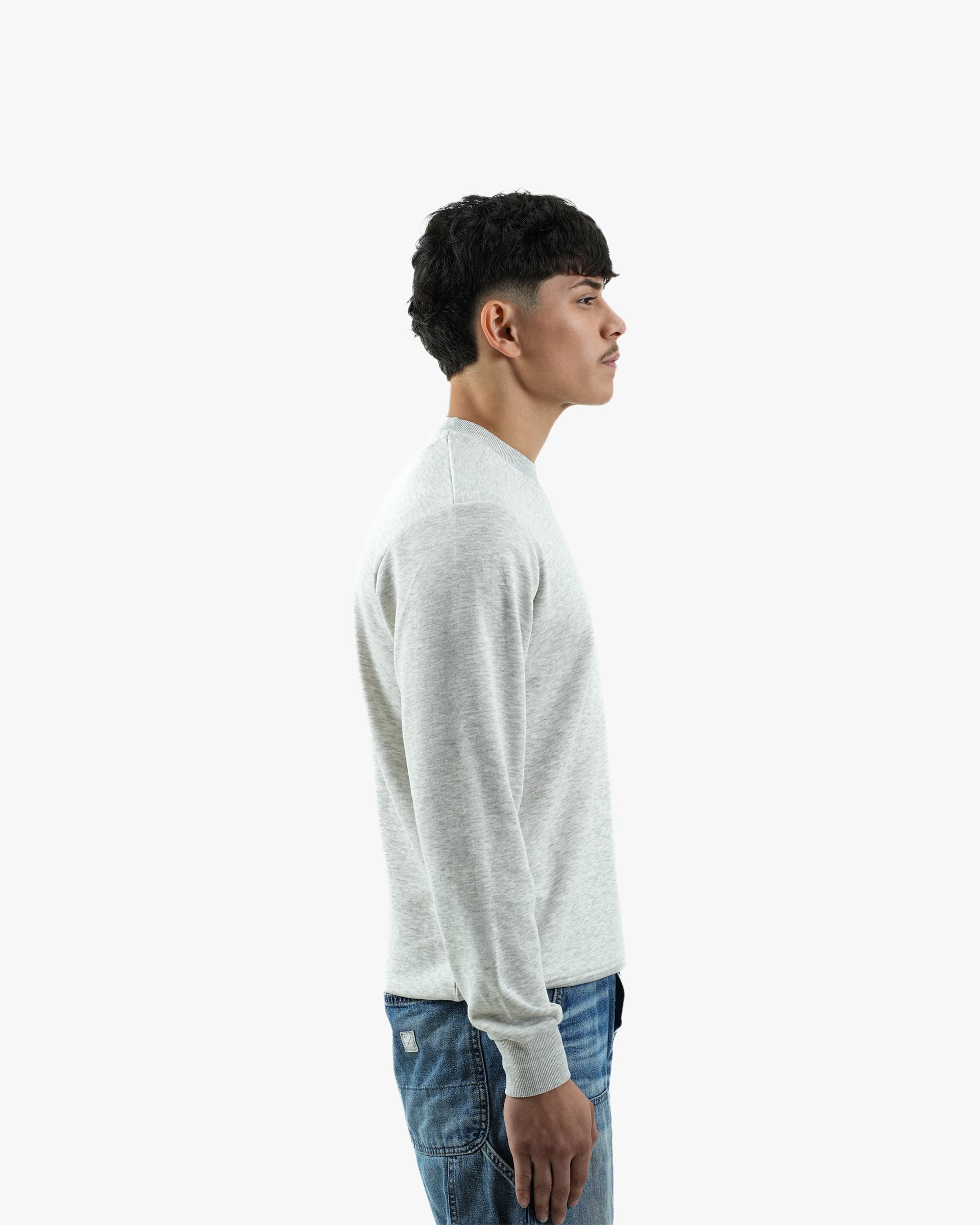 Grey Melange Crew-Neck Sweatshirt
